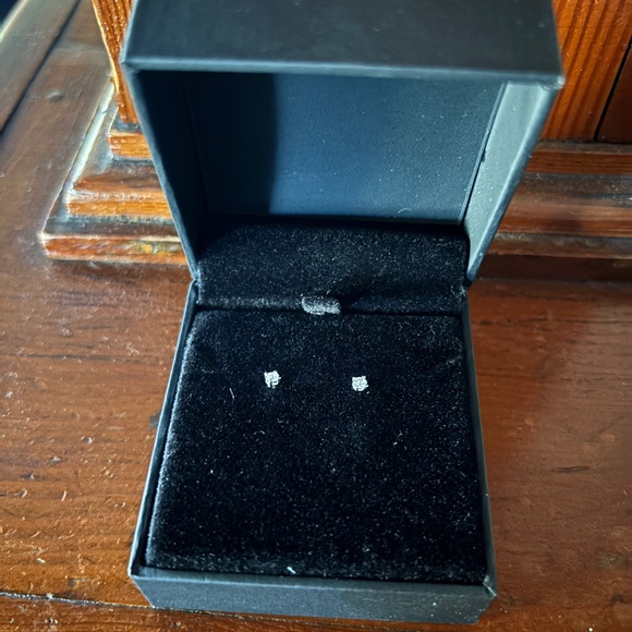 Elegant Silver Diamond Stud Earrings - Picture 1 of 3